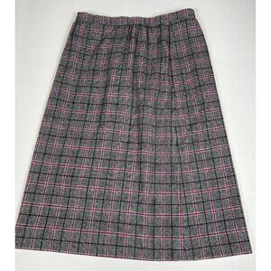 Vintage Pendleton Women 26x28 Gray Pink Plaid 100% Virgin Wool Midi Skirt USA